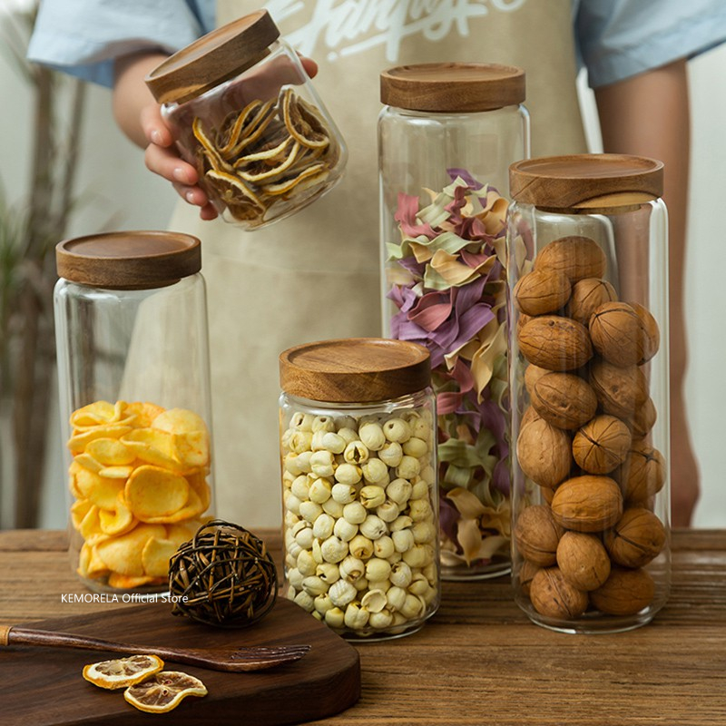 Meal Prep Glass Containers - Couvercle en bois verre hermétique bidon