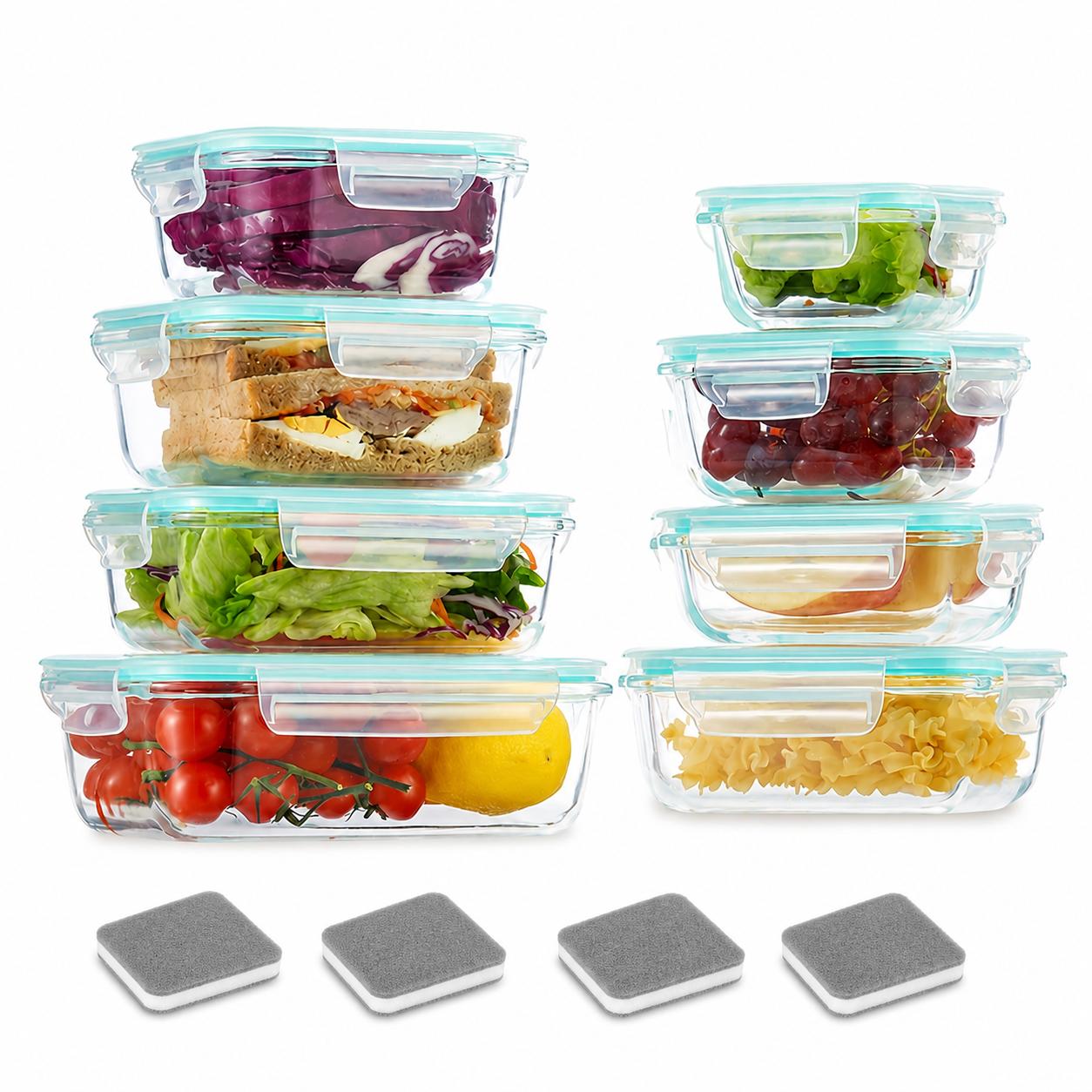 Meal Prep Glass Containers - 16 contenants en verre hermétiques pour