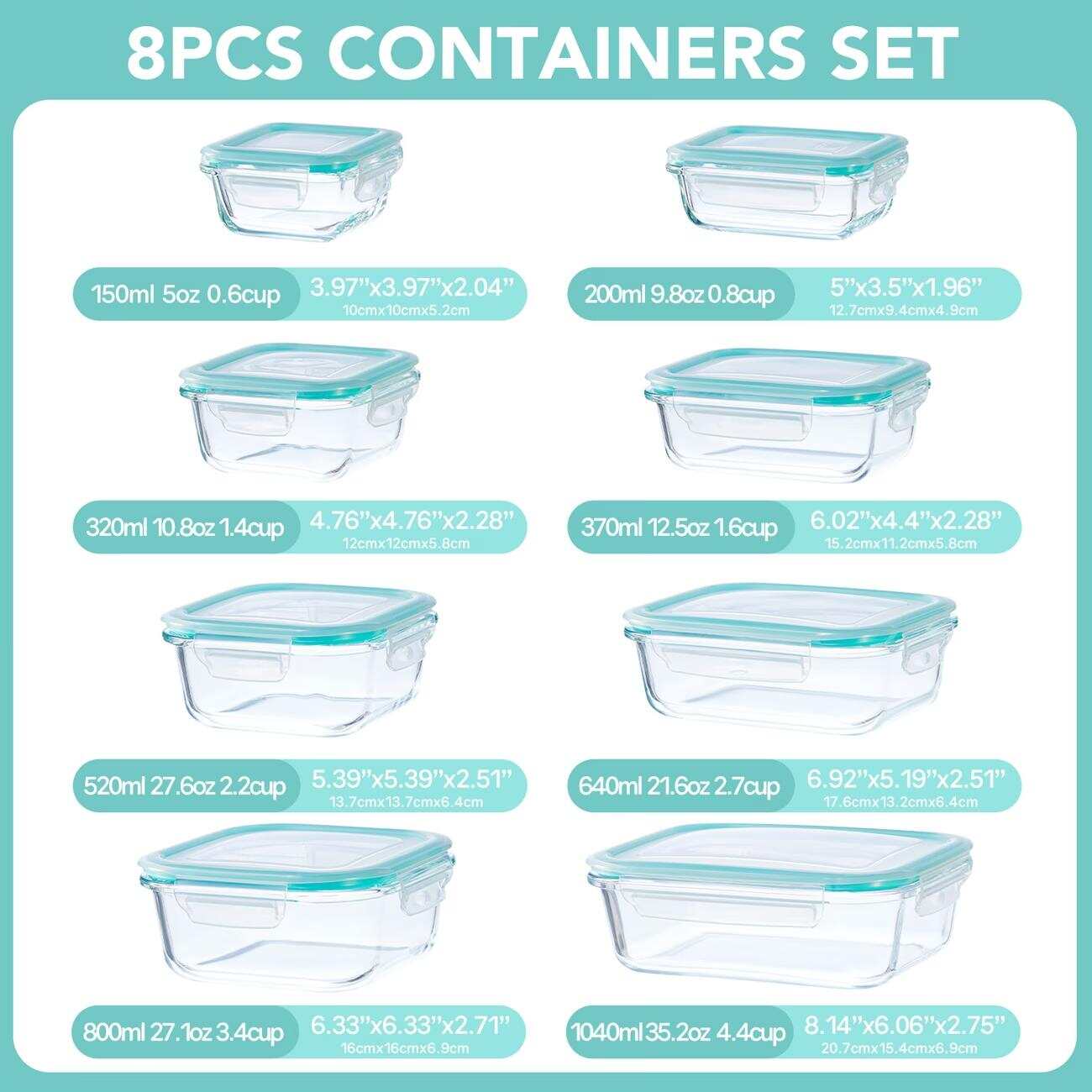 16 contenants en verre herméti - Meal Prep Glass Containers avis et prix